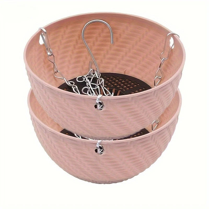Space-Saving Hanging Flower Pots 2PCS, Easy Mount Railing Hanging Planters, Durable Plant Pots for Balcony, Garden, Indoor Green
