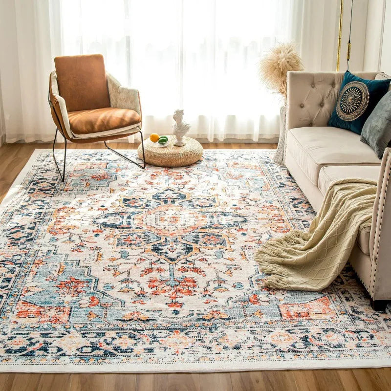 VIKAMA 1PC Persian National Style Crystal Velvet Carpet Dirt Resistant Living Room Coffee Table Mat Hotel Home Decoration
