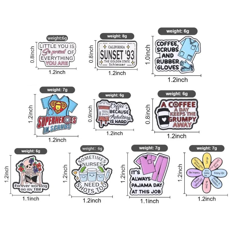 3pcs/set Assorted Cute Enamel Pins Collection Funny Slogans Animals Inspirational Quotes Pop Culture Lapel Badges for Clothing