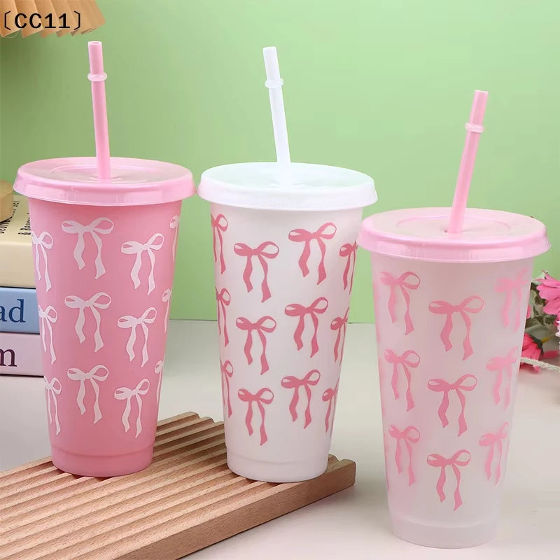 Kawaii Bow Reusable Party Cup with Straw