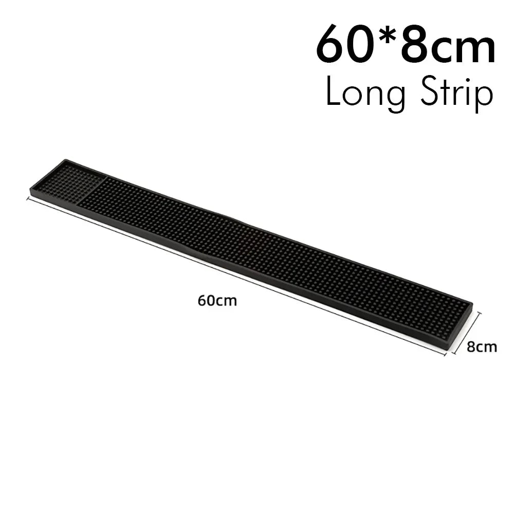 Rubber Bar Mat Coffee Maker Countertop Spill Mats Bar Service Mat Dish Glass Drying Mat for Barista Cocktail Bartender Black