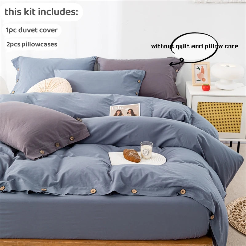 3pcs 100% cotton bedding set Double Duvet Cover Set 220x240 Solid Twist Cotton King Size Bedding Set Quilt Cover Set