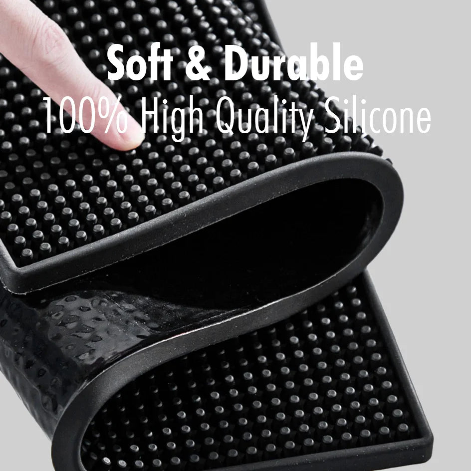 Rubber Bar Mat Coffee Maker Countertop Spill Mats Bar Service Mat Dish Glass Drying Mat for Barista Cocktail Bartender Black