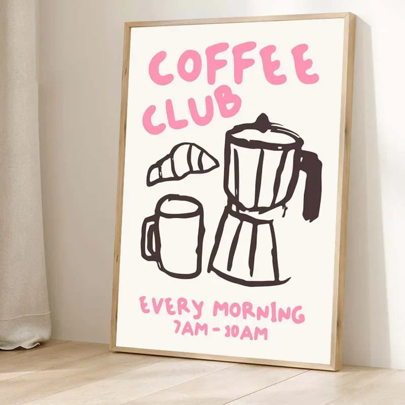 Retro Food Poster Canvas Printing Chef Cafe Morning Breakfast Pasta Coffee Club Kitchen Wall Art Pictures Home Decor Art Poster