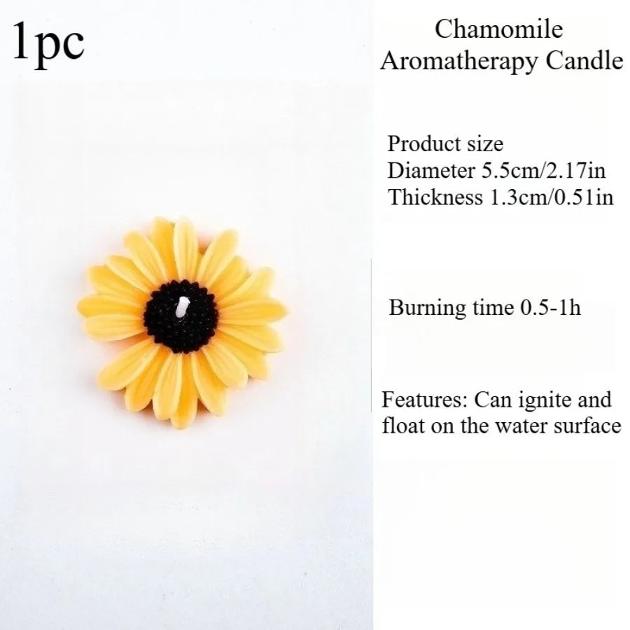 1pc/5pcs Cute Daisy Chamomile Scented Candle Soy Wax Aromatherapy Candle Home Bedroom Table Decor Wedding Birthday Gift