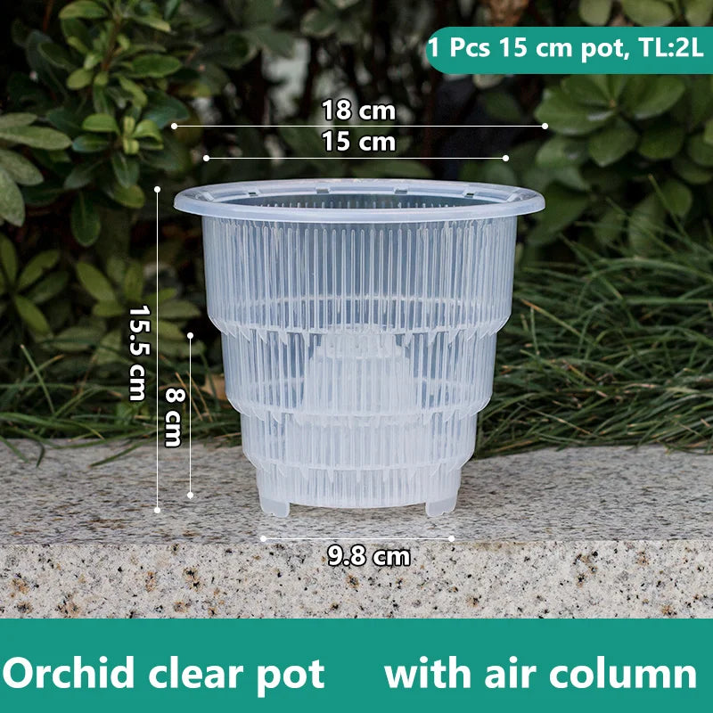 Meshpot Double Layer Orchid Pots with Holes - Plastic Planters Imitate Ceramic, Air Circulation Design for Phalaenopsis Orchid