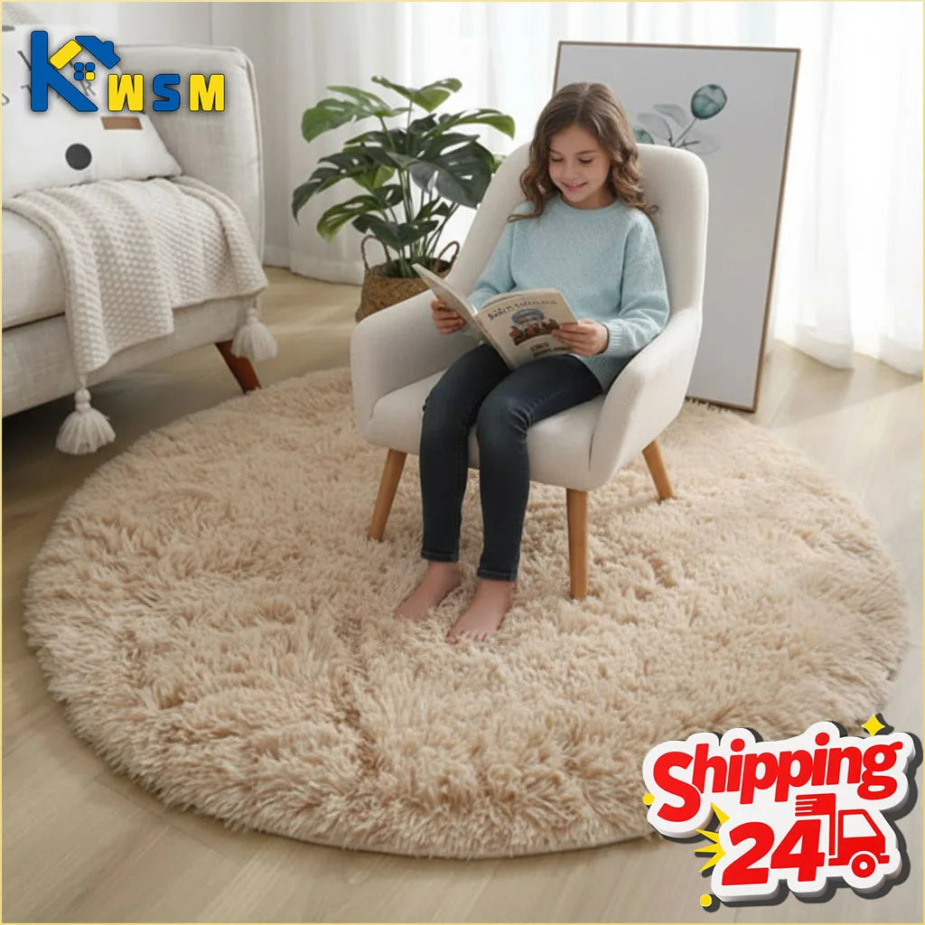 Super Soft Fluffy Round Rug Plush Carpet for Living Room Decor Cozy Bedroom Nursery Kids Room Home Floor Mat Decorative