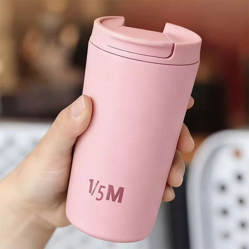 JUSTINLAU Spot Goods 12oz Thermos Cup Coffee Mug Kid Straw Cup Vacuum Flask Stainless Steel Car Cup Travel Thermal Water Bottles