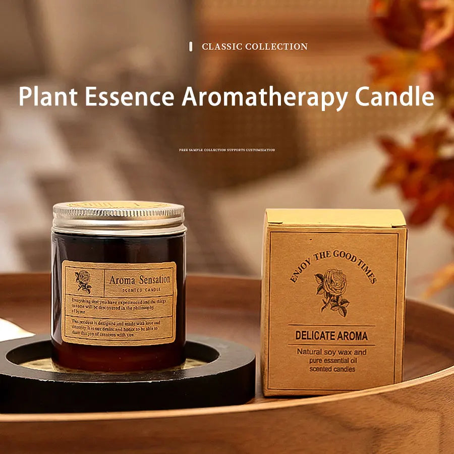 1pcs Brown Glass Cup Aromatherapy Candle Smokeless Scented Candle Suitable for Home Decoration Birthday Valentine&