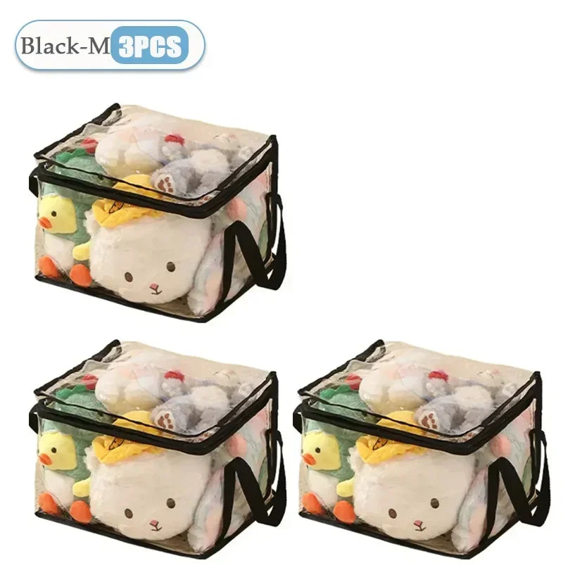 1/3/5PCS Transparent Toy Storage Box Large Capacity Waterproof Dustproof Folding Organizer Bag for Home Closet Bedroom Supplies