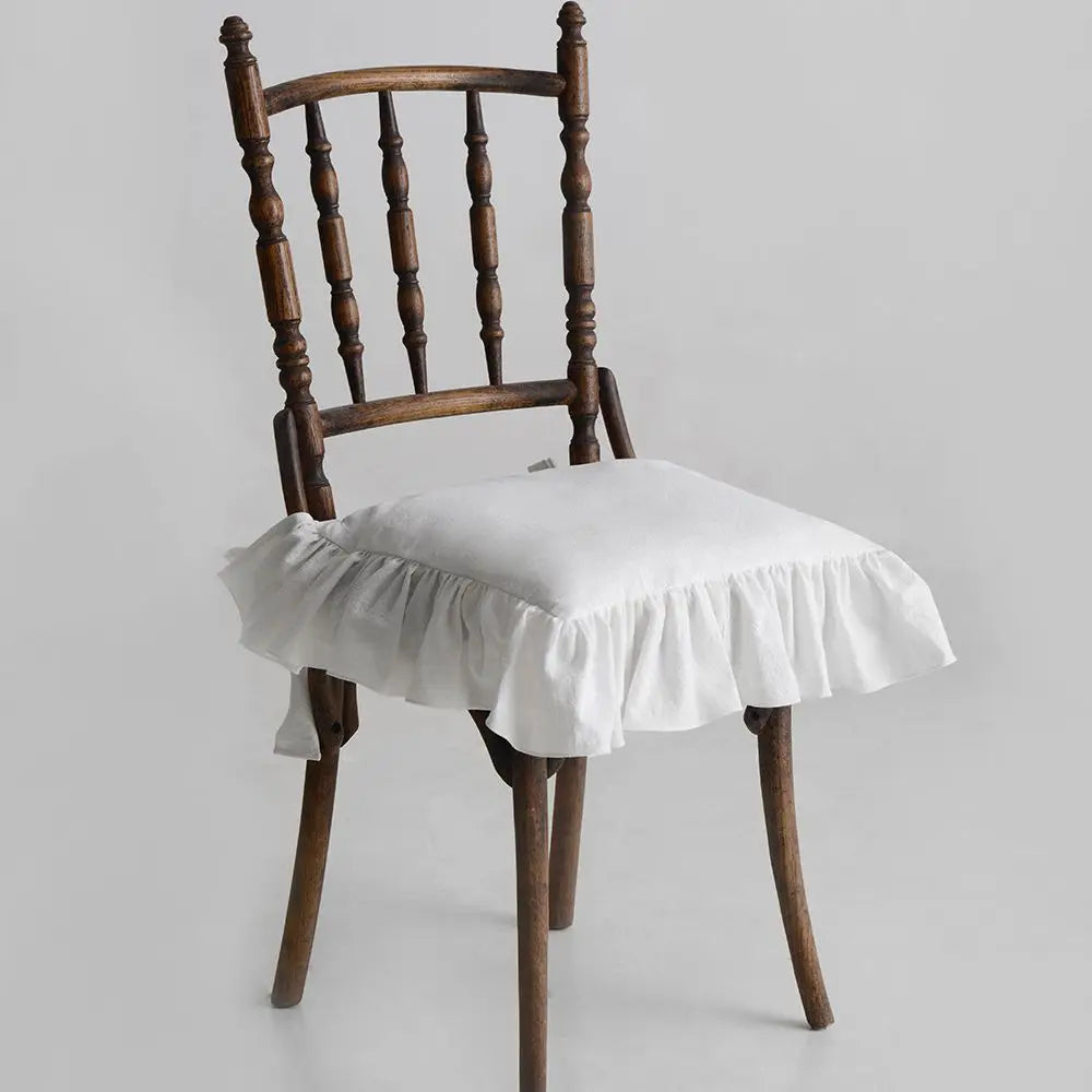 Ruffles Chair Cushion Cover, Flouncing Dining Chair Pad Decor, Customizable Princess Frill Cotton Housse De Coussin 40x40