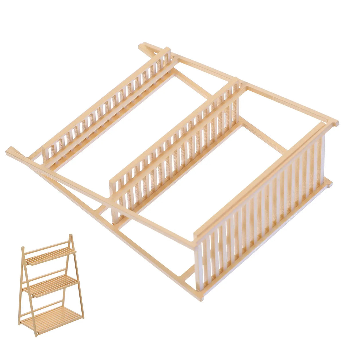 Mini Flower Stand ABS Mini House Decorative Storage Shelf Miniature Furniture Balcony Pot Rack Micro Display Accessory