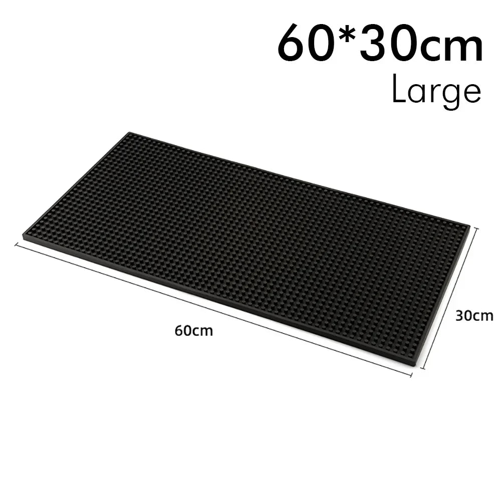 Rubber Bar Mat Coffee Maker Countertop Spill Mats Bar Service Mat Dish Glass Drying Mat for Barista Cocktail Bartender Black