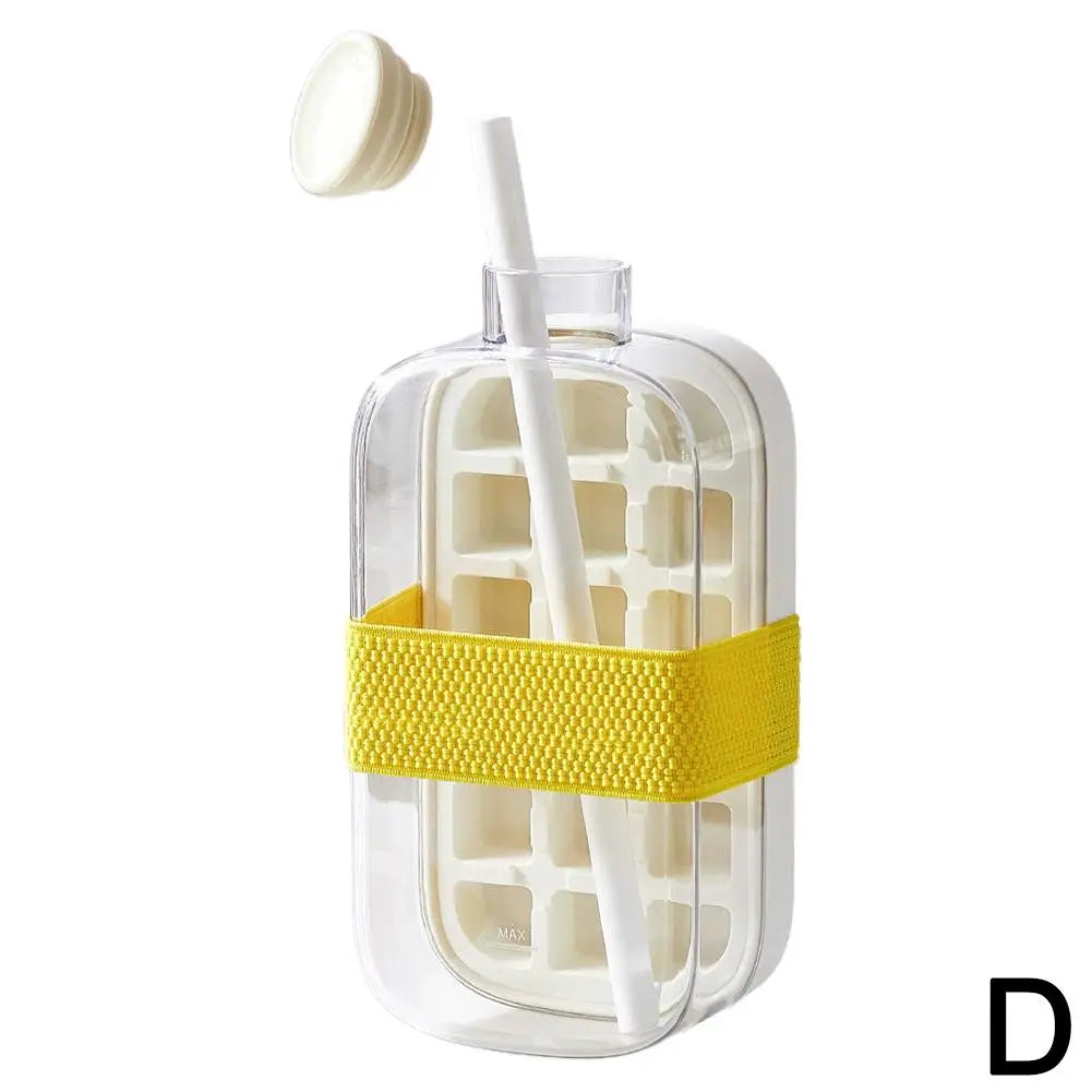Summer Ice Cube Tray With Straw 2 in1 Ice Tray And Water Bottle For Ice Maker Silicone Ice Cube Portable Kettle Reusable Icecup