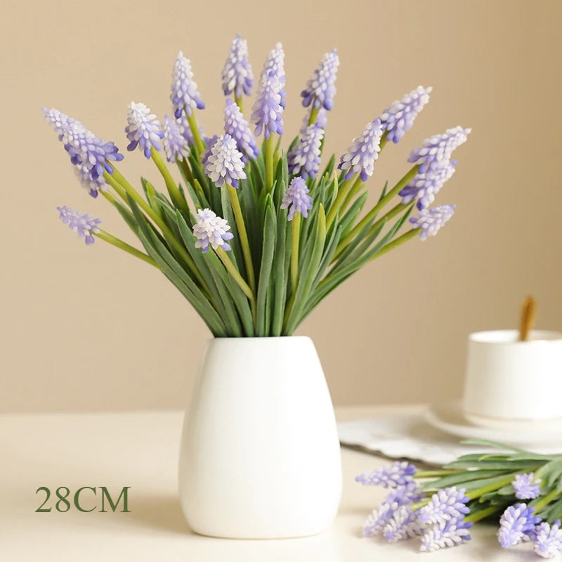 28CM Artificial Grape Hyacinth Bouquet – 5PCS Fake Flowers for Wedding & Home Décor