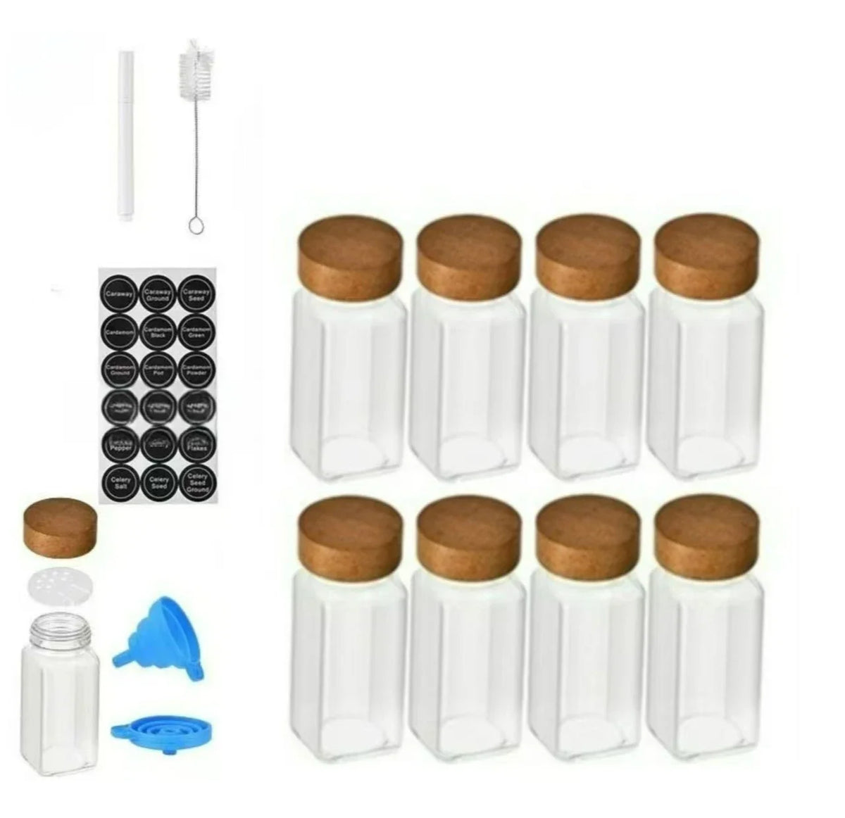 6/8/10/12pcs Glass Spice Jars Seasoning Storage Containers with Airtight Wood Lid,Empty Organizer Bottles for Spice
