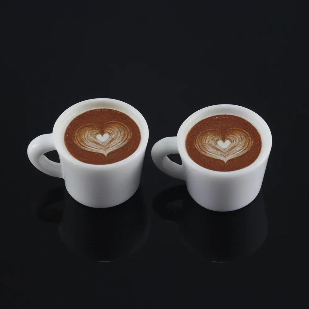 10pcs Cute Latte Art Coffee Cup Charms 3D Resin Drink Mug Pendants for Earring Necklace Keychain Dollhouse DIY Jewelry Making