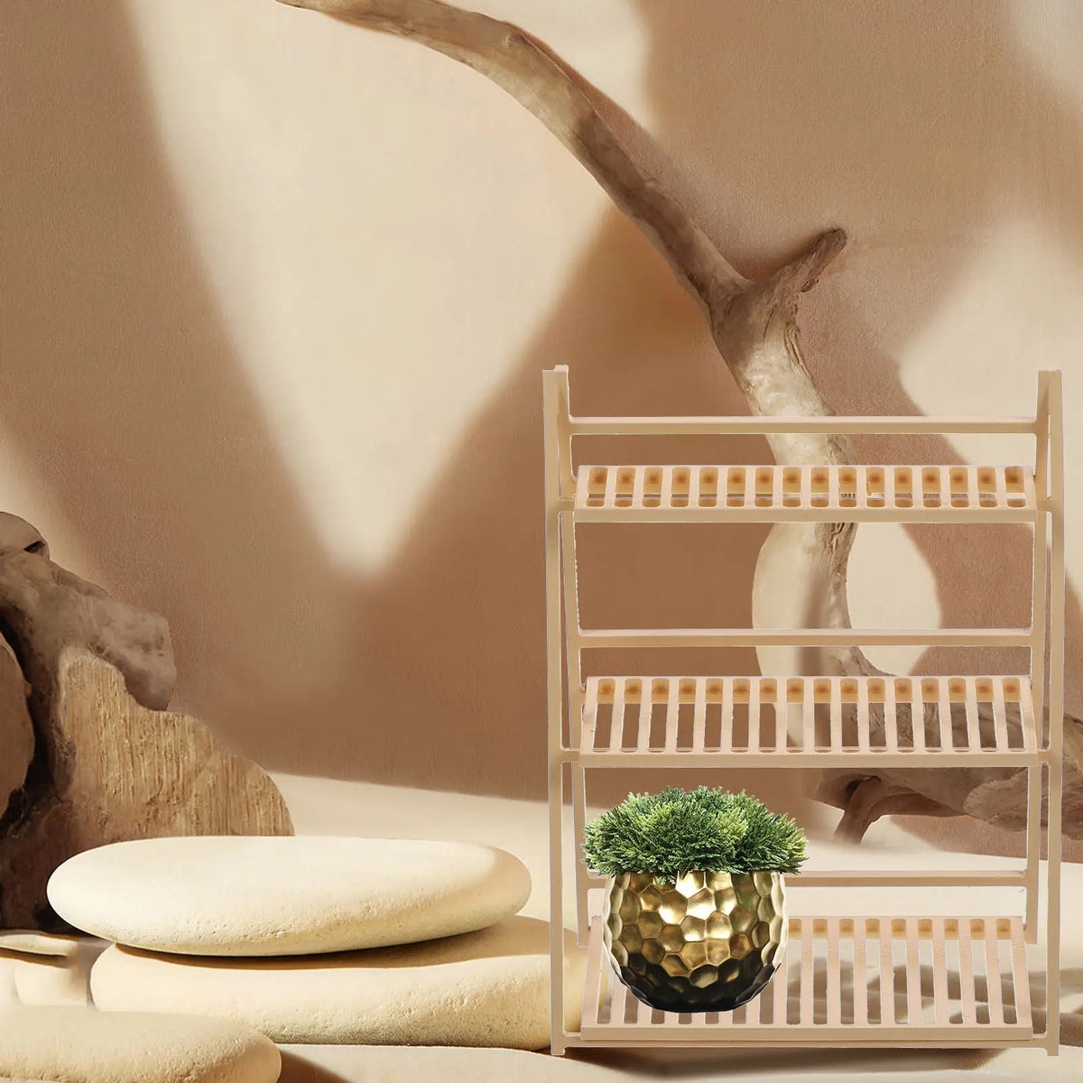 Mini Flower Stand ABS Mini House Decorative Storage Shelf Miniature Furniture Balcony Pot Rack Micro Display Accessory