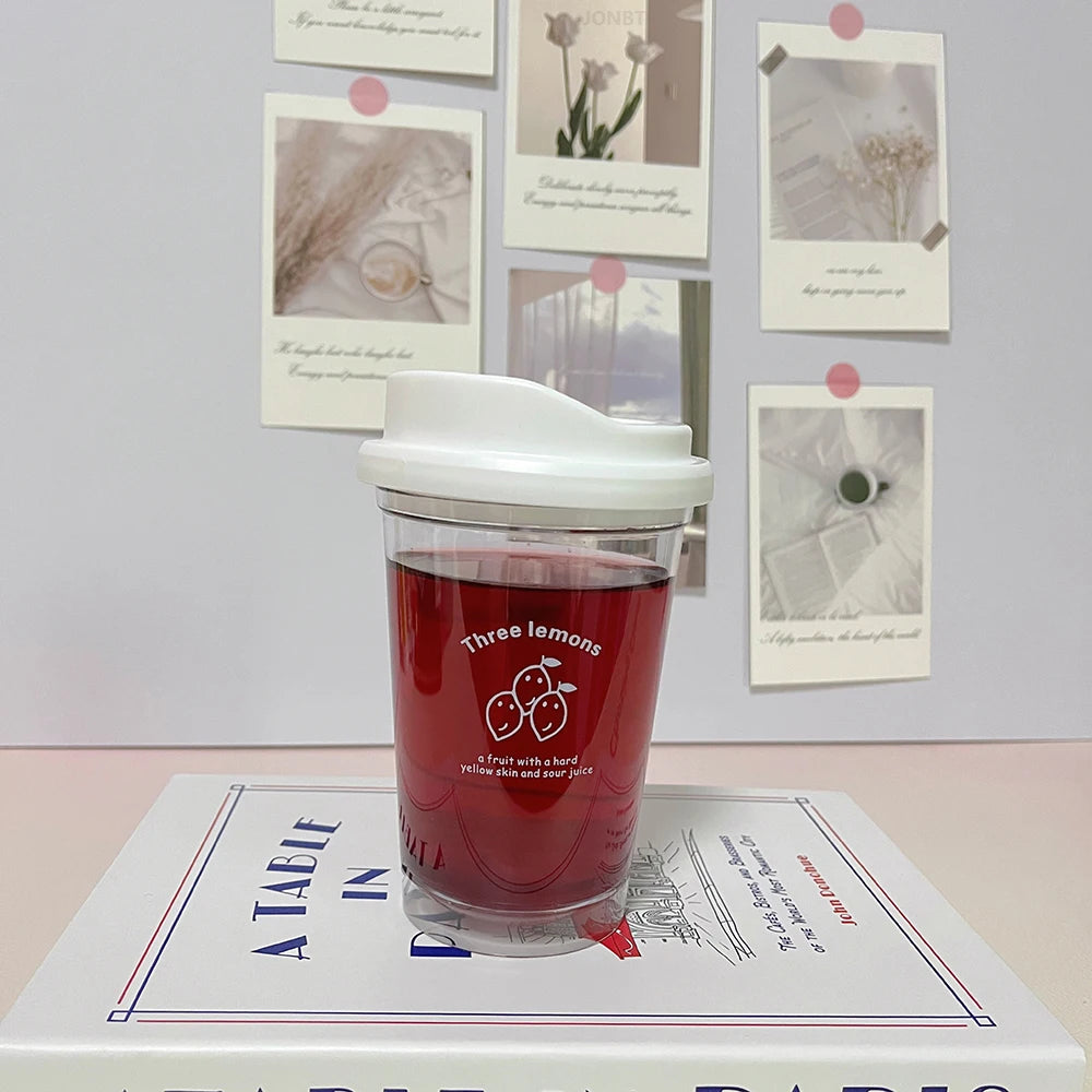 355/473ML Simple Plastic Water Bottle With Straw Tea Strainer Transparent Coffee Cup Office Milk Matcha Drink Cup Car Ice Cups