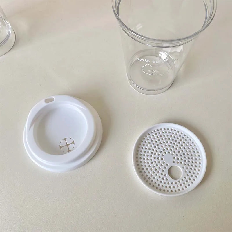 355/473ML Simple Plastic Water Bottle With Straw Tea Strainer Transparent Coffee Cup Office Milk Matcha Drink Cup Car Ice Cups