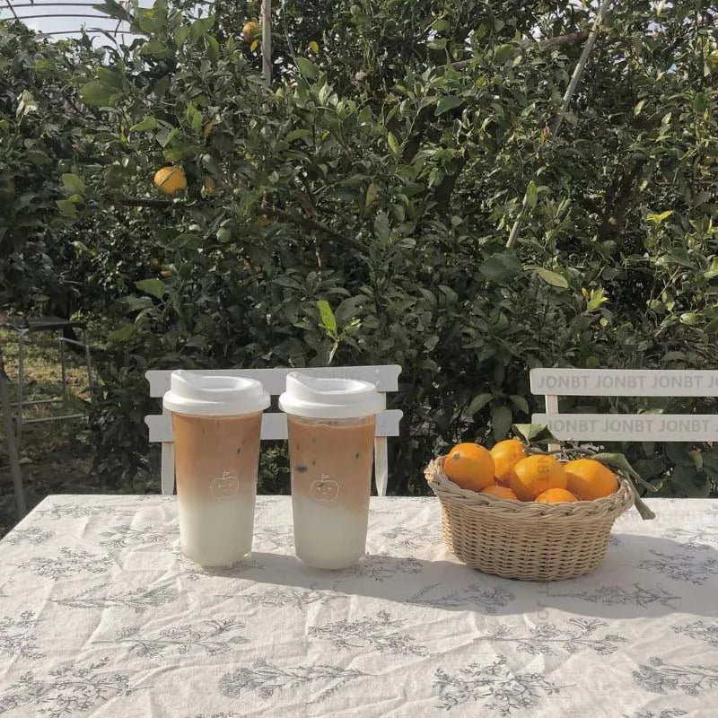 355/473ML Simple Plastic Water Bottle With Straw Tea Strainer Transparent Coffee Cup Office Milk Matcha Drink Cup Car Ice Cups