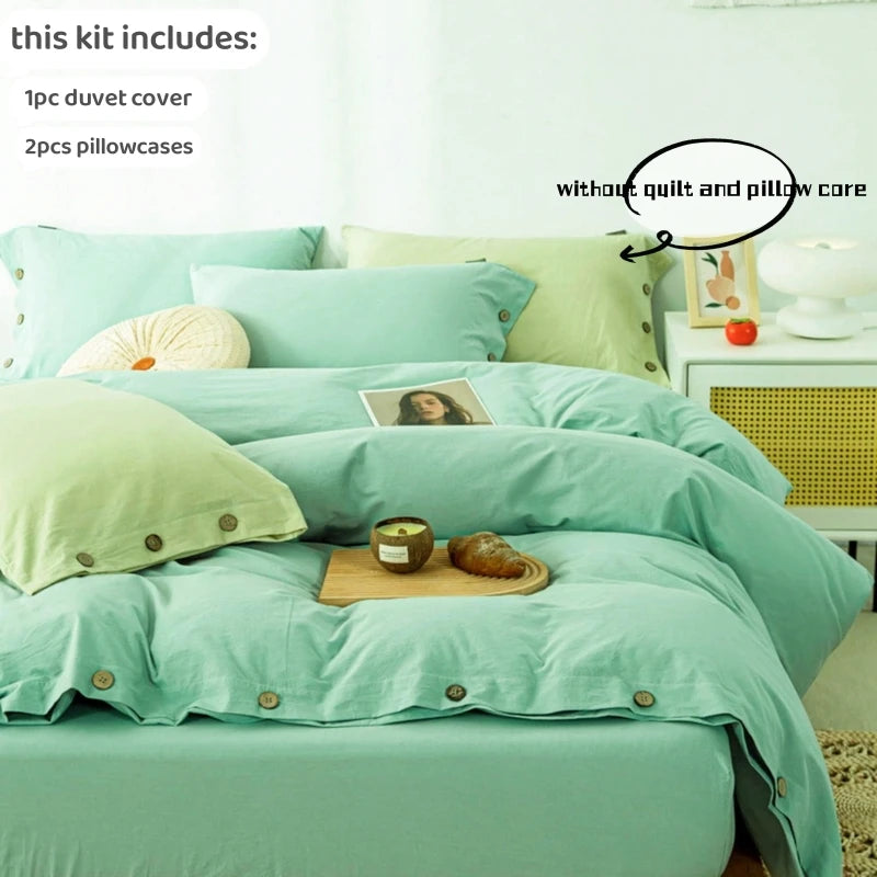3pcs 100% cotton bedding set Double Duvet Cover Set 220x240 Solid Twist Cotton King Size Bedding Set Quilt Cover Set