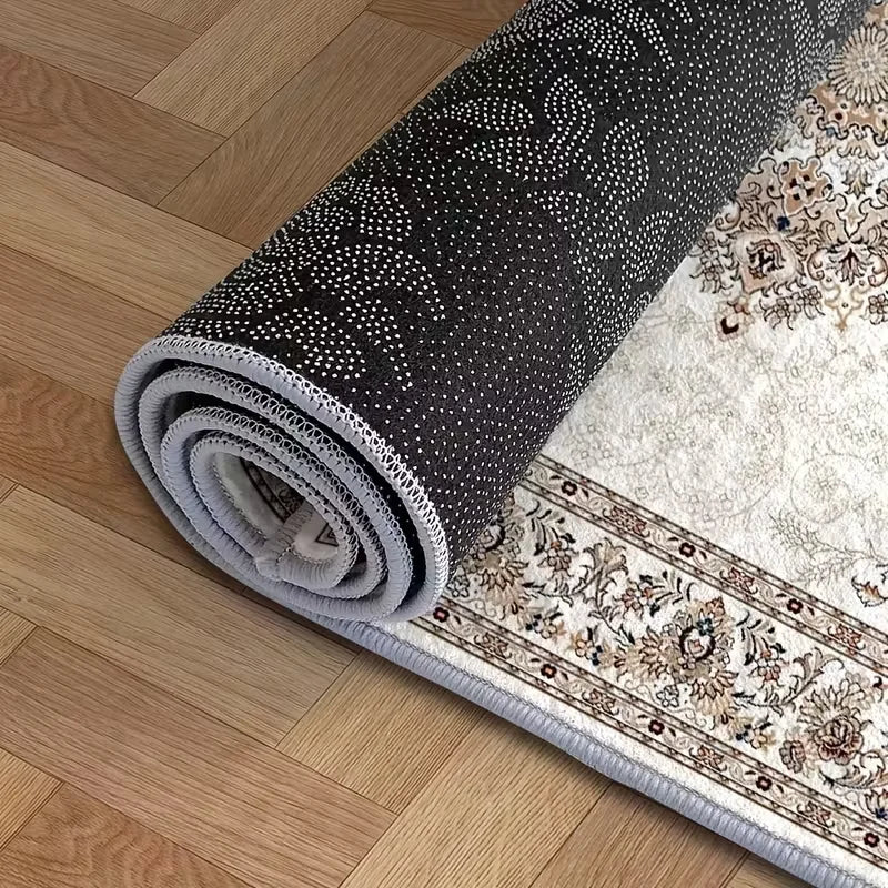 VIKAMA Light Luxury Bohemian Floral Carpet - Machine Washable, Suitable For Living Rooms, Bedrooms, Offices - Home Decoration