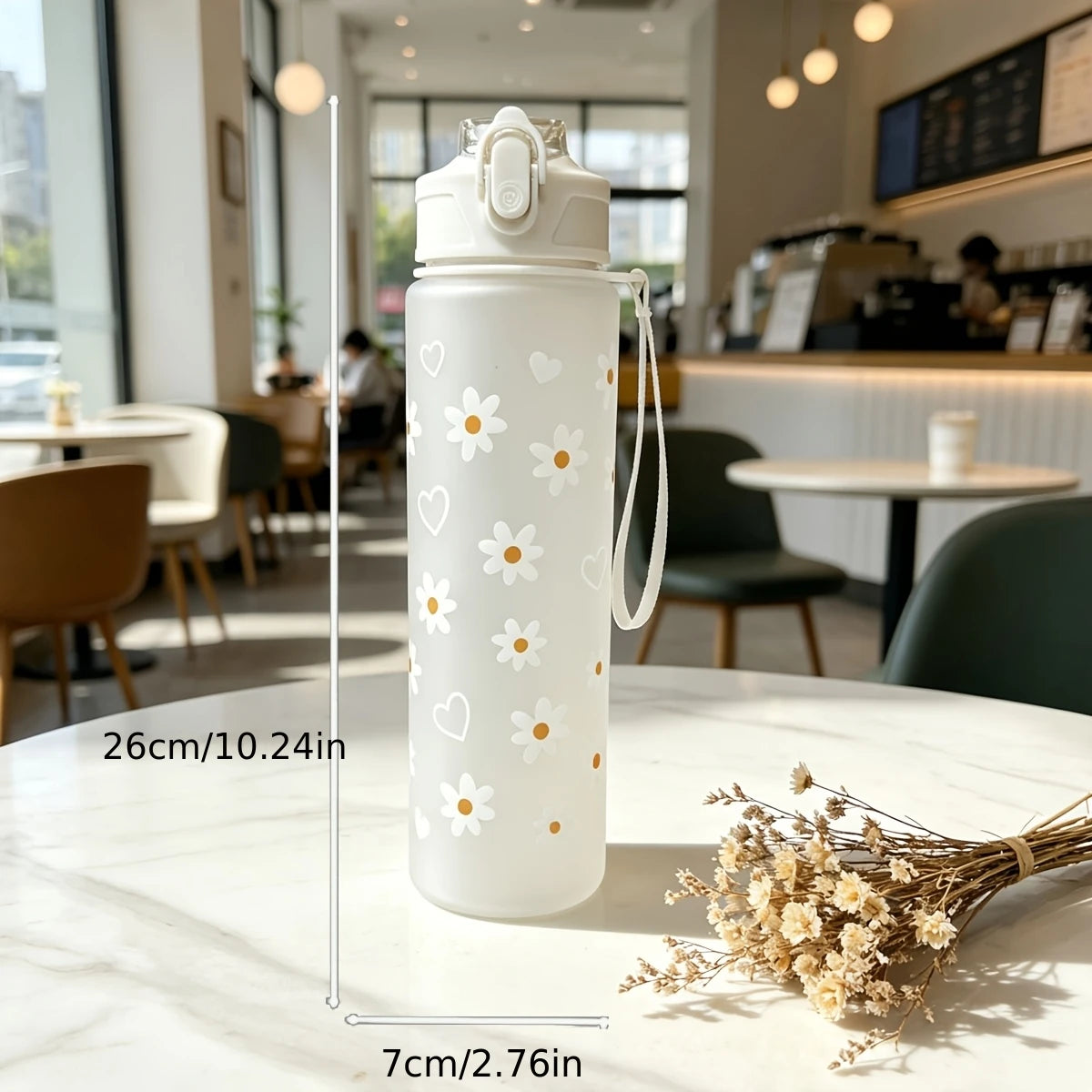 750ml Summer Daisy Straw Water Bottle