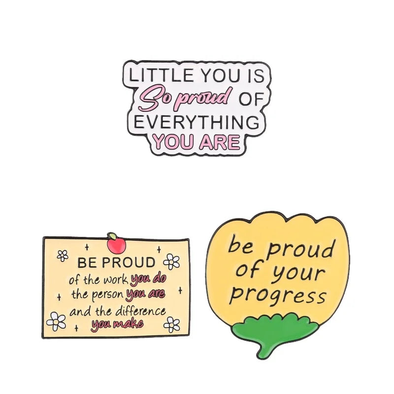 3pcs/set Assorted Cute Enamel Pins Collection Funny Slogans Animals Inspirational Quotes Pop Culture Lapel Badges for Clothing
