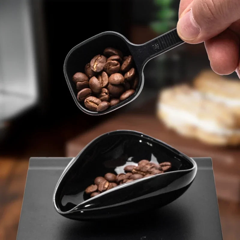 Coffee Bean Dosing Cup and Spoon Set, Ceramic Dosing Vessel Measuring Tray Kit for Coffee or Tea, Espresso Accessories
