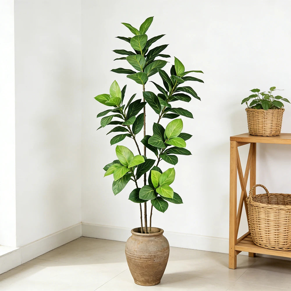 70-130cm Artificial Ficus Plants Large Fake Mulberry Tree Tropical Oak Leaf Plastic Fiddle Fig Plants For Home Garden Decor