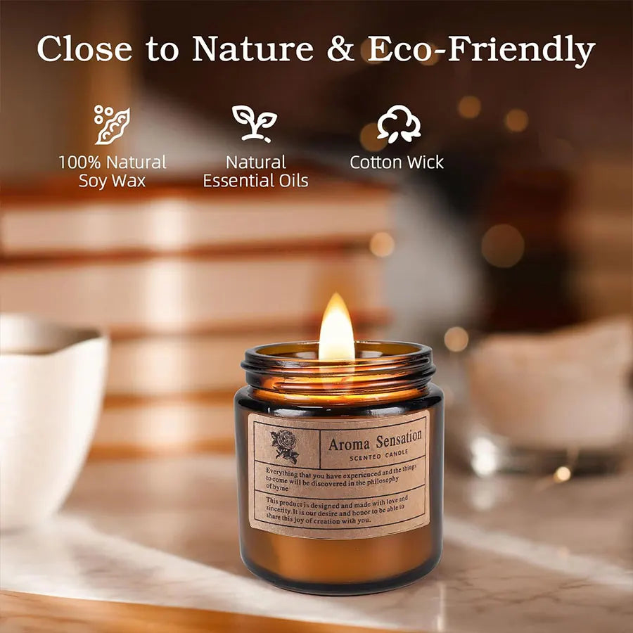 1pcs Brown Glass Cup Aromatherapy Candle Smokeless Scented Candle Suitable for Home Decoration Birthday Valentine&