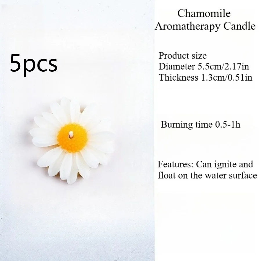 1pc/5pcs Cute Daisy Chamomile Scented Candle Soy Wax Aromatherapy Candle Home Bedroom Table Decor Wedding Birthday Gift