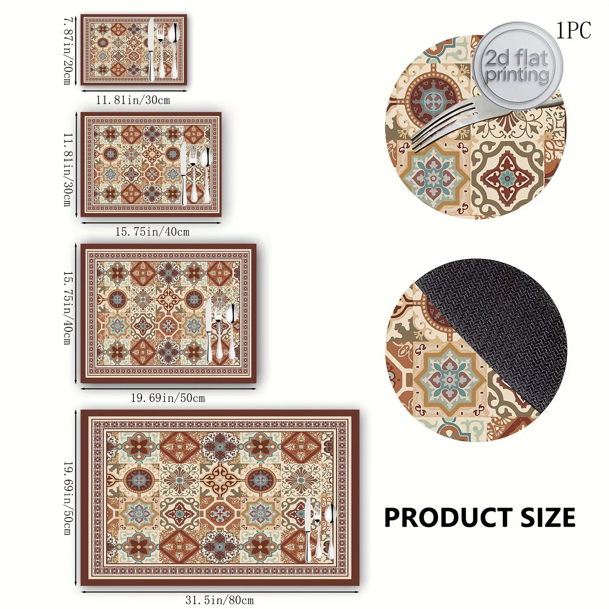 Boho-Chic Espresso Machine Countertop Dish Mat - Absorbent, Non-Slip Rubber Backing, Multi-Use Kitchen & Bathroom Drain Pad, Dia