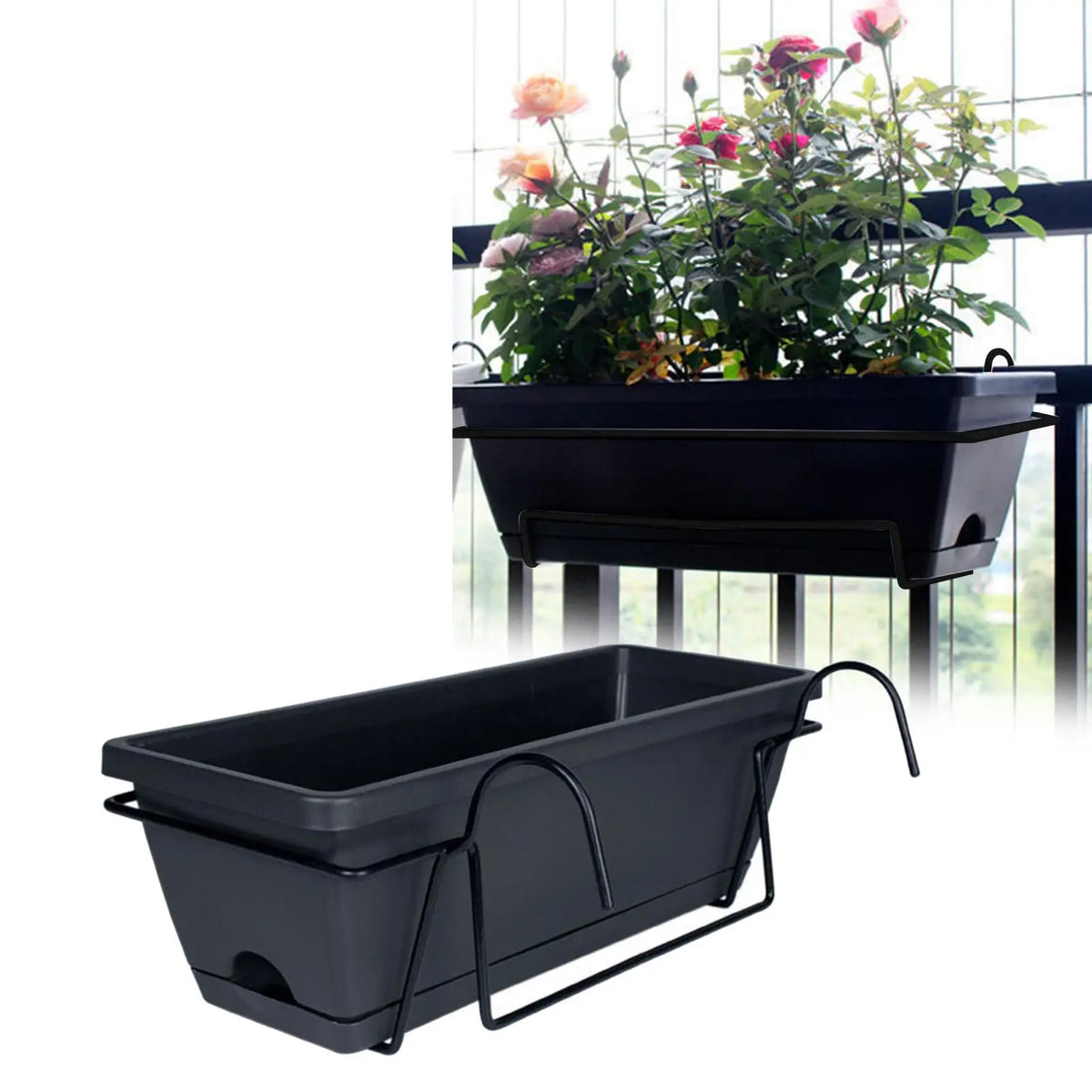 Hanging Planter for Balcony Railing Plant Basket Fence Planter Home Decor Window Box Planter Flower Pot for Garden Deck Yard