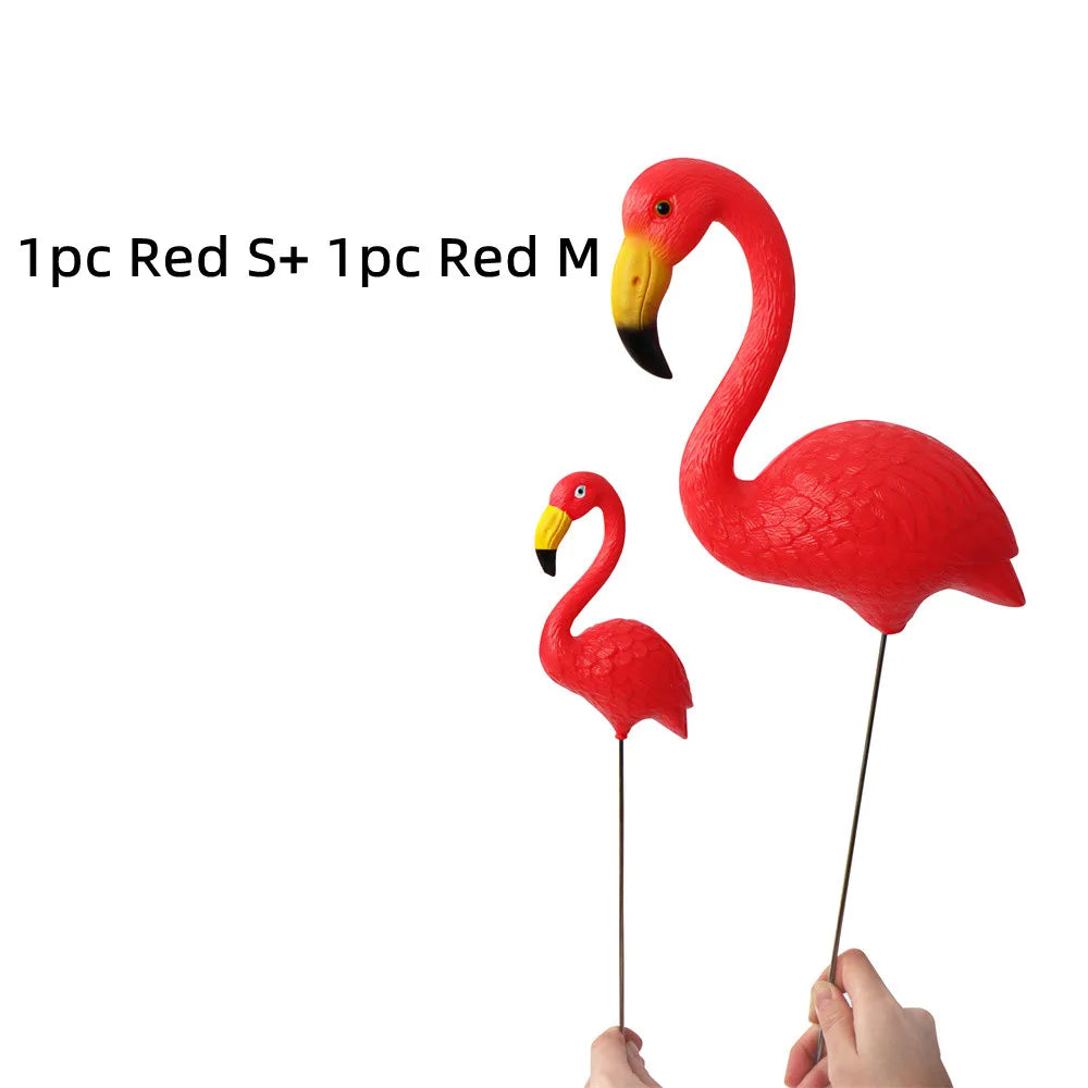 Mini Pink Red Small Plastic Flamingo Yard Decoration Bird Lawn Garden Stake Statue Figurines Ornament Flowerpot Planter