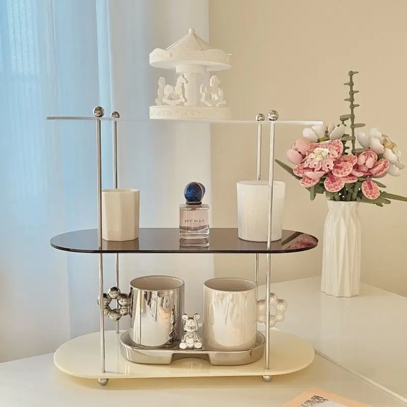Ins Style Acrylic Storage Rack Desktop Organizer Perfume Jewelry and Cups Display Stand 3 Layers Removable Decorative Shelf