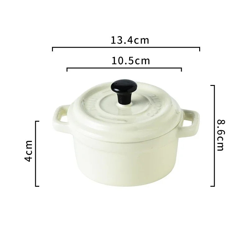 200ML Ceramic Breakfast Bowl Ramekins with Lids Oven Safe Creme Brulee,Mini Casserole Souffle Cover&Handle for French Onion Soup