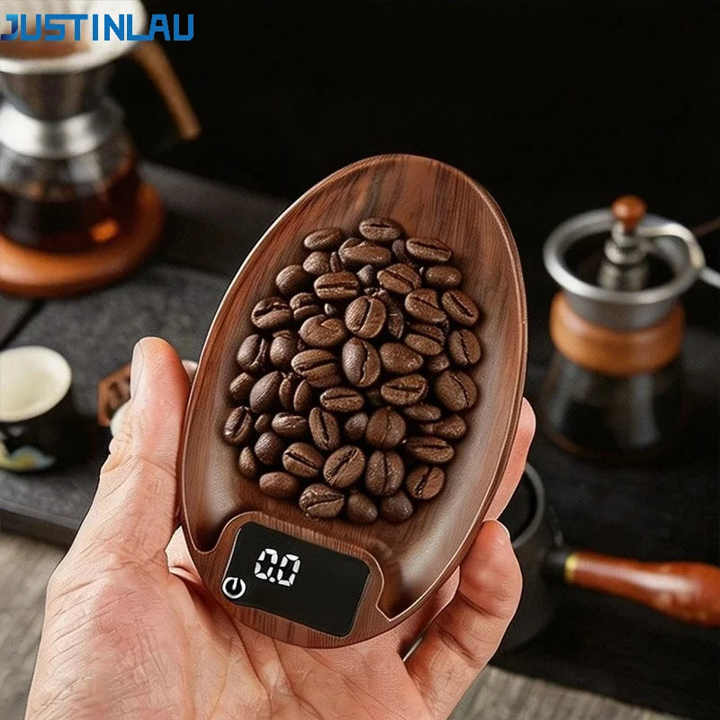 JUSTINLAU Digital Coffee Scale 0.1g Precision Espresso Brewing Weighing Scale with Bean Plate Portable for Kitchen Cafe Outdoor
