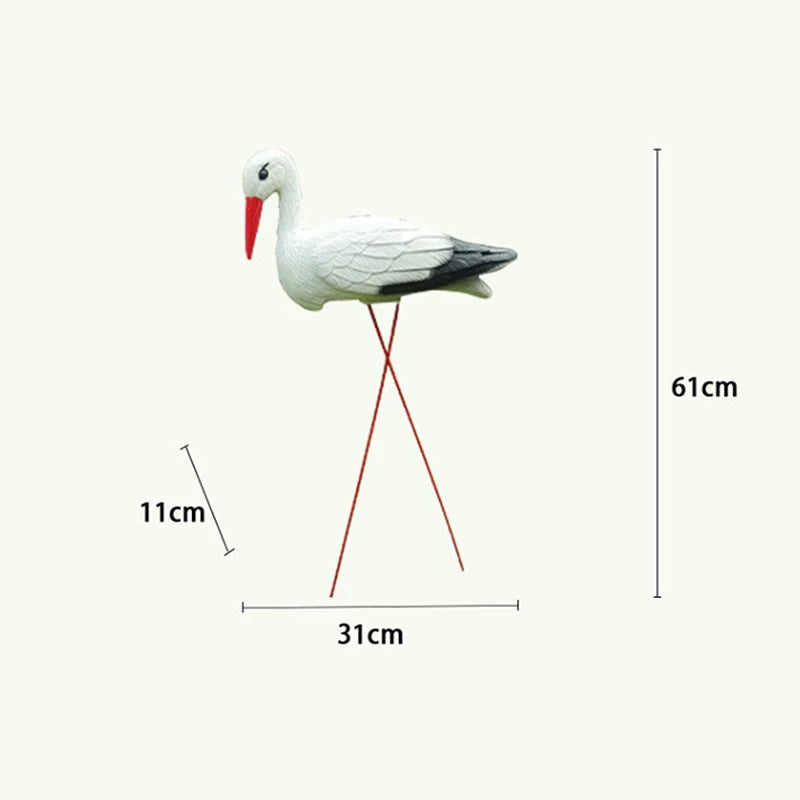 1Pc Creative Lifelike Animal Model White Crane Landscape Garden Decoration With Detachable Wire Feet For Outdoor Garden Decor