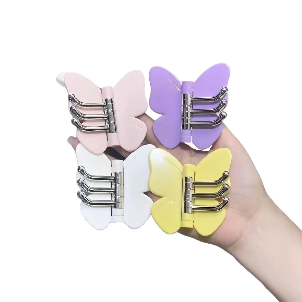 4Pcs Rotating Butterfly Triple Hook Household Multifunctional Kitchen Bathroom Adhesive Hook Strong Load-bearing Small Butterfly