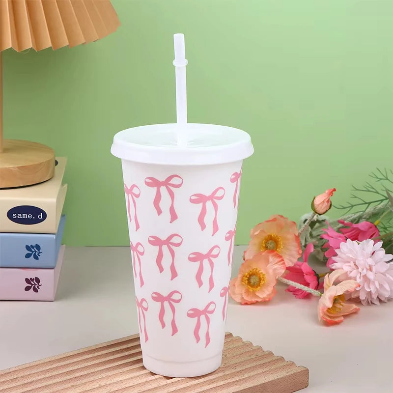 Kawaii Bow Reusable Party Cup with Straw