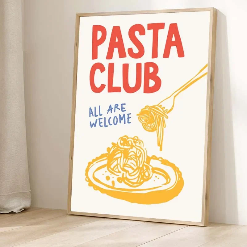Retro Food Poster Canvas Printing Chef Cafe Morning Breakfast Pasta Coffee Club Kitchen Wall Art Pictures Home Decor Art Poster