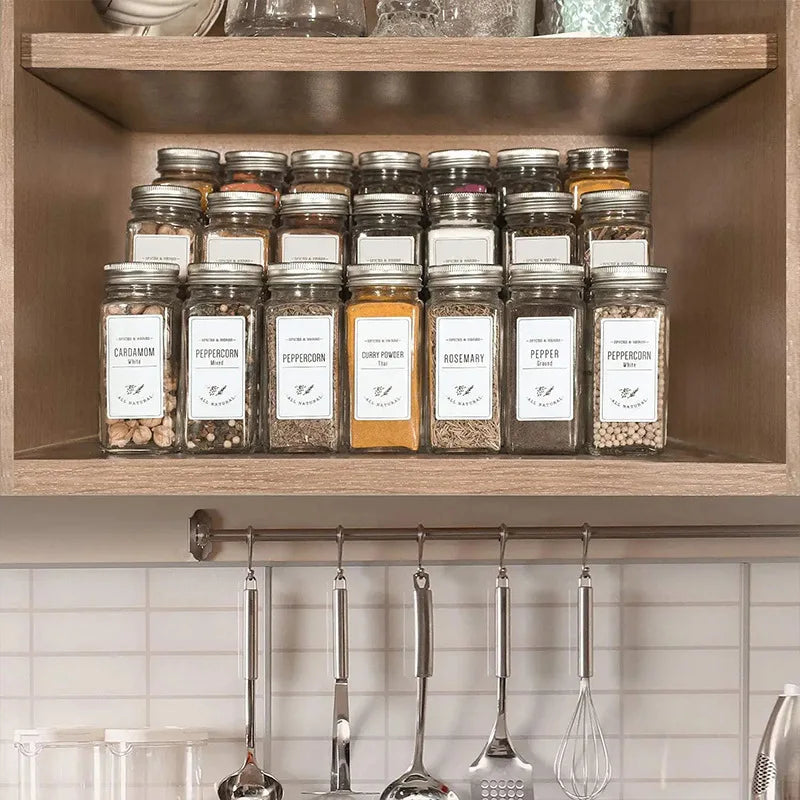 Transparent Storage Tank Glass Sealed Spice Jars Dispensing Bottles Storage Tool Square Spice Jar with Acacia Wood Lids