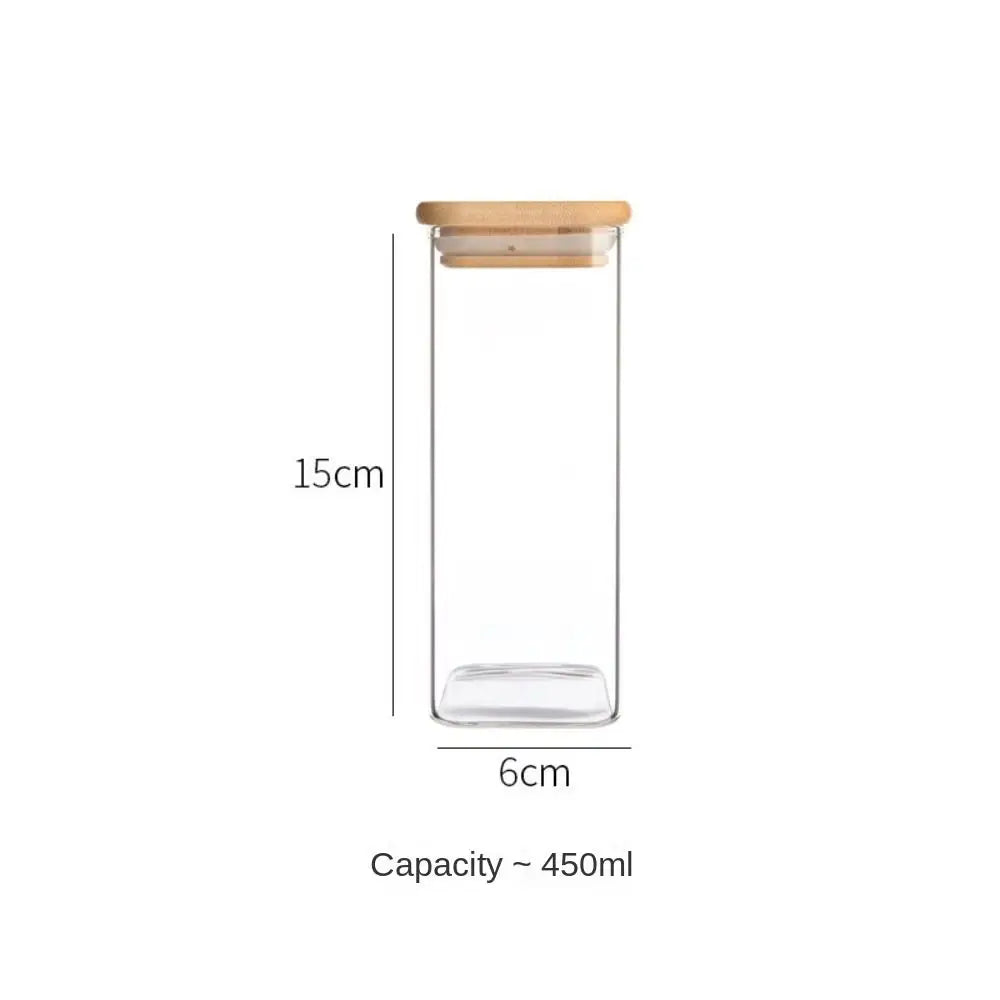 150/210/300/370/450ml High Borosilicate Glass Sealed Can Transparent Storage Supplies Glass Jar with Bamboo Lid Moisture Proof