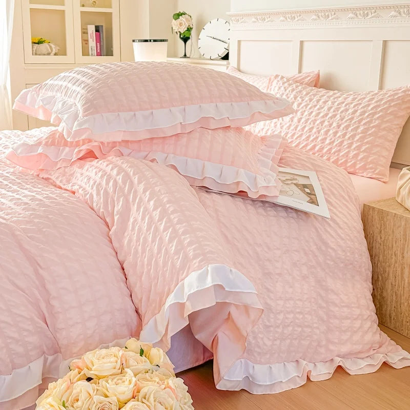 3 Piece seersucker duvet cover Set , comfortable Bedding Set Bedspread for All Season
