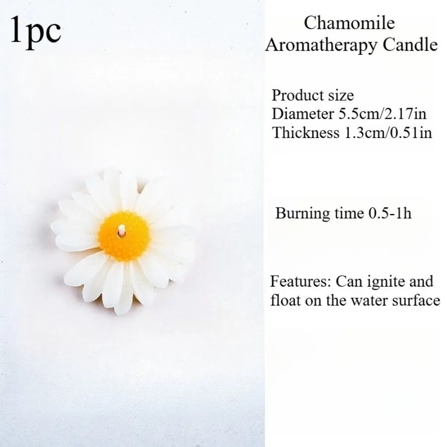 1pc/5pcs Cute Daisy Chamomile Scented Candle Soy Wax Aromatherapy Candle Home Bedroom Table Decor Wedding Birthday Gift