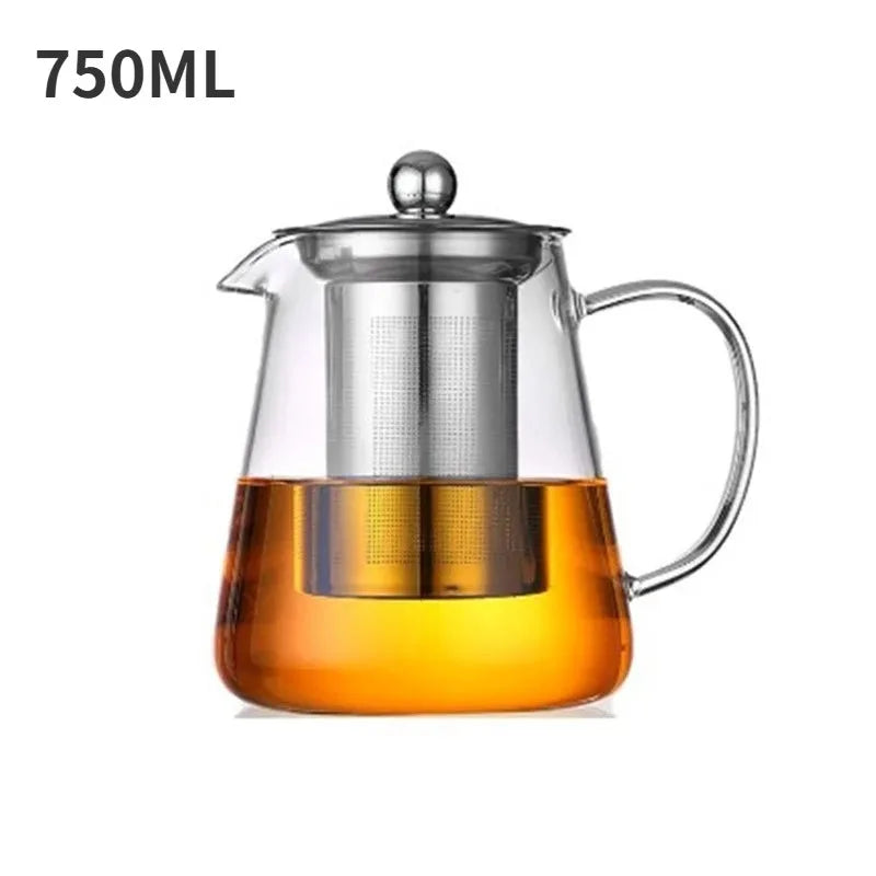 Borosilicate Heat Resistant Clear Teapot Glass Kettle with Removable Infuser, Classic Kung Fu Teaware Set for Tea Ceremony