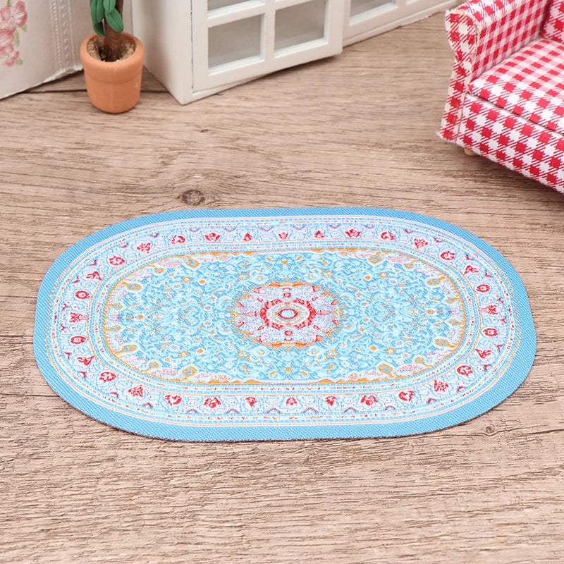 1Pc Turkish Style Toy Gift Dollhouse Miniature Floor Rug Cover Carpet Round Square Floor Mat DIY Model Bedroom Living Room Decor