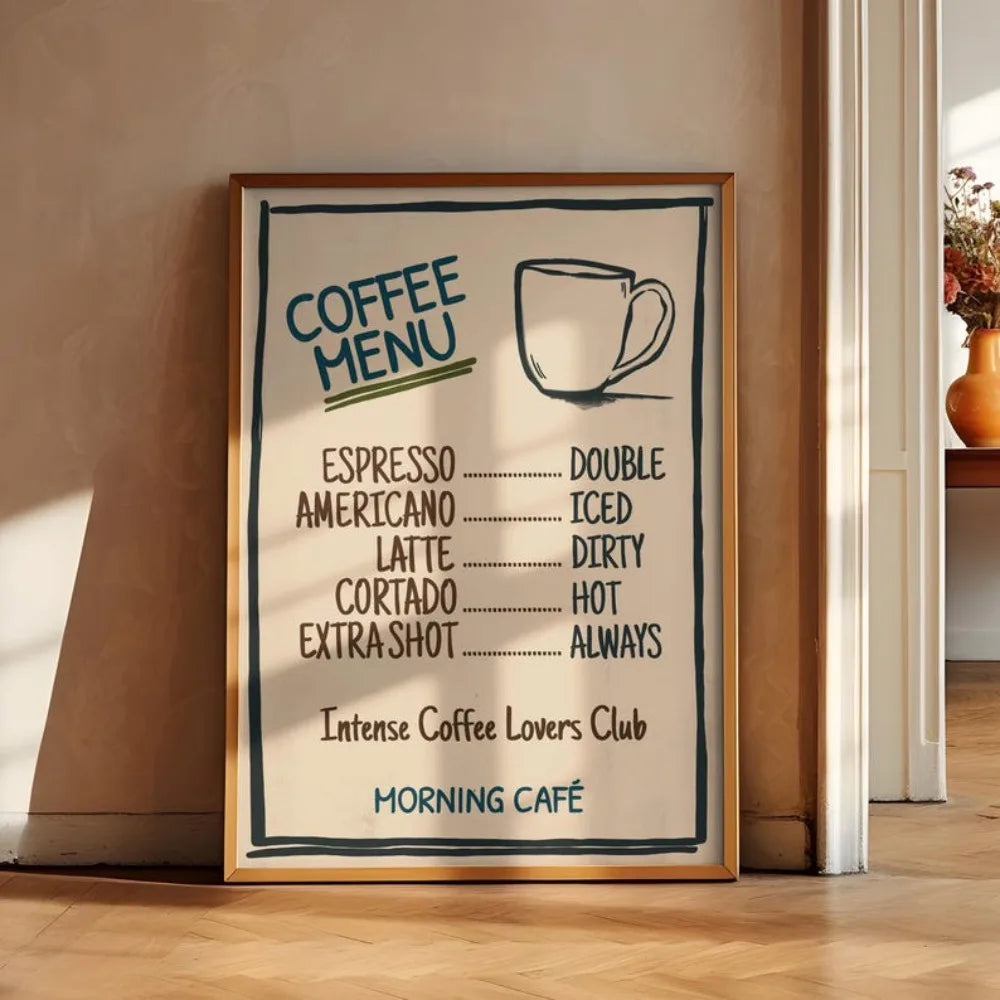 Frameless,Coffee Poster,Espresso Printing,Fashion Kitchen Decor,Coffee Bar Decor,Retro Coffee Wall Art,Kitchen Wall Printable